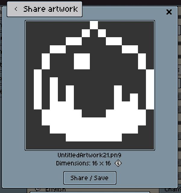 A pixel art representation of an onion is displayed in a sharing interface.