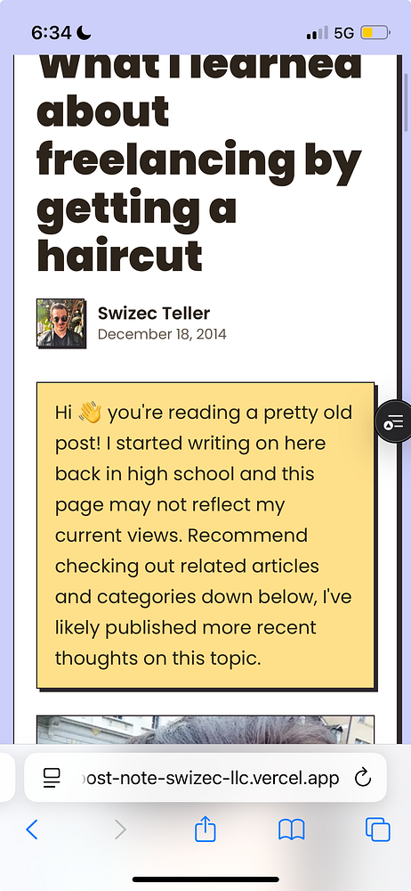 Screenshot of a WordPress admin interface for creating or editing a blog post titled 'Add note to old posts #blog2'.