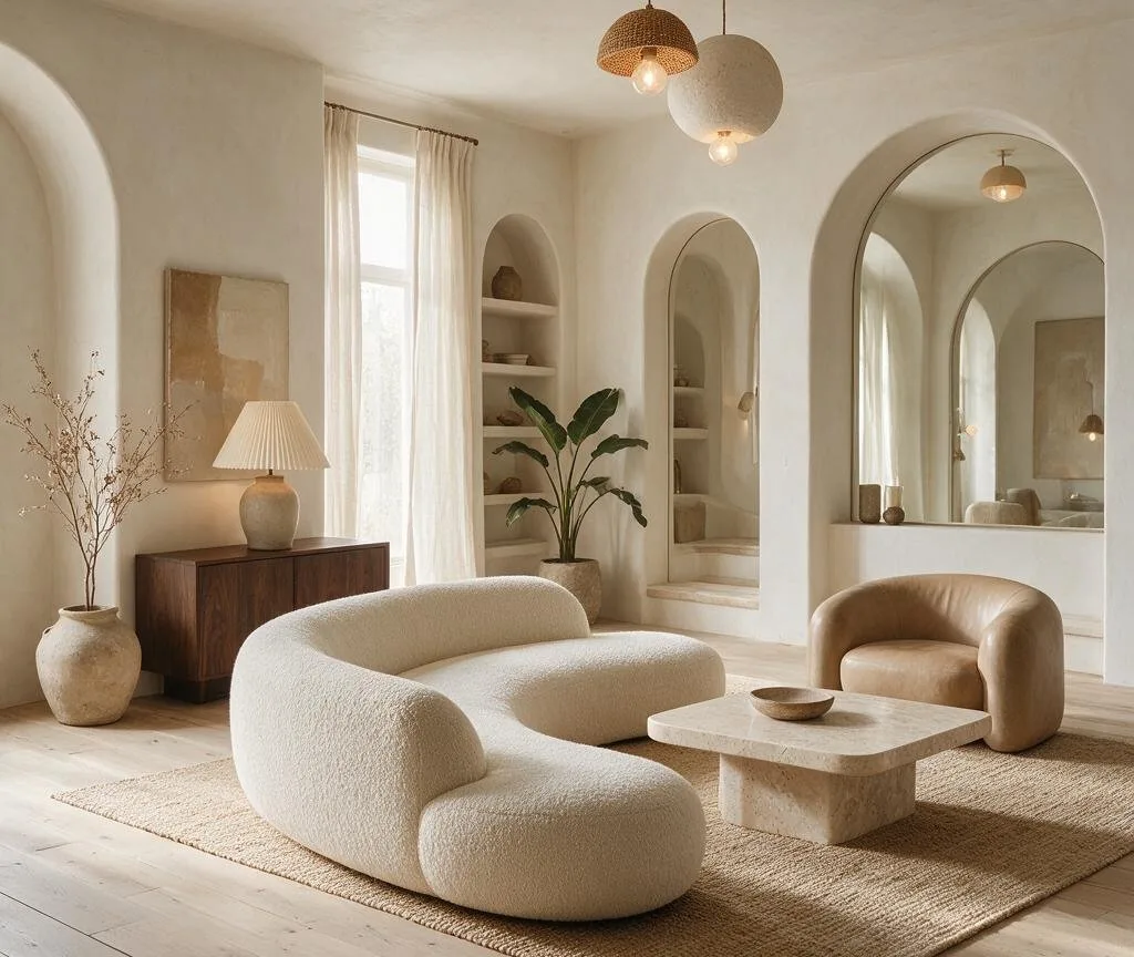 A living room in the Organic Modern style