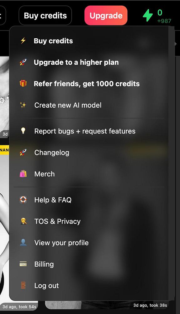 Screenshot of a web project interface showing a navigation dropdown with emojis next to menu items and a code editor displaying related HTML code.