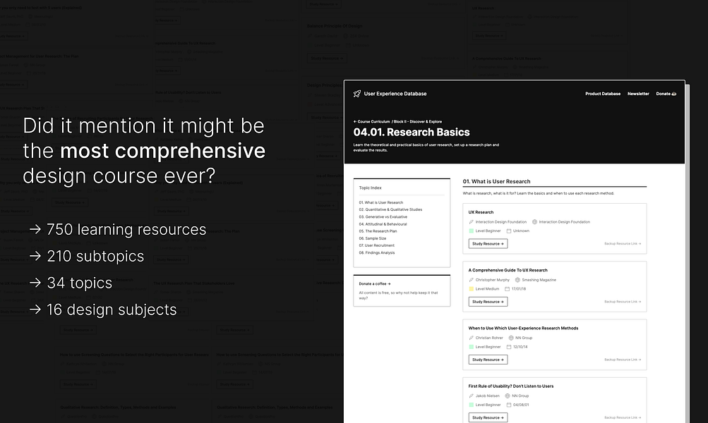 The Free Product Design Course by UXDB