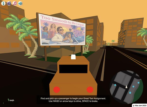 An event poster for Vibe Jam 2026 indicating the date, location, and a call for sponsorship.