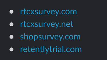 A list of four domain names intended for customer surveys.