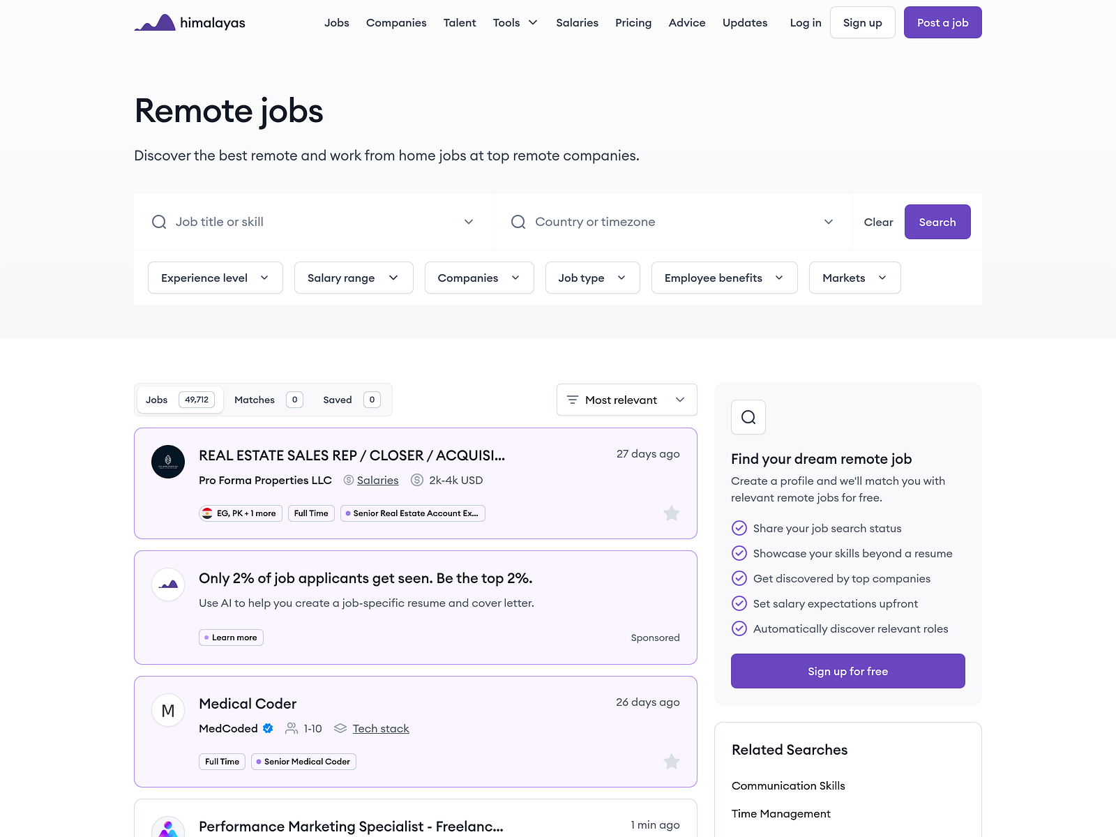 Himalayas - Job Board Review – Startup Jobs