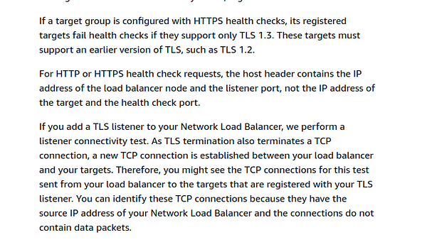 Screenshot of an AWS Network Load Balancer health check configuration supporting HTTP/HTTPS protocols.
