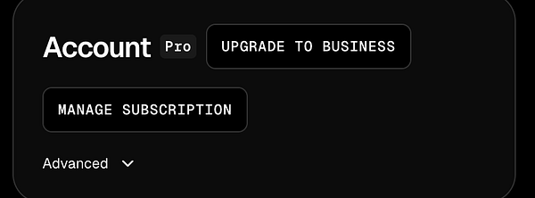 The image displays a user interface for managing an account subscription.