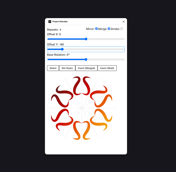 The image displays a user interface for a design tool called 'Project Mandala'.