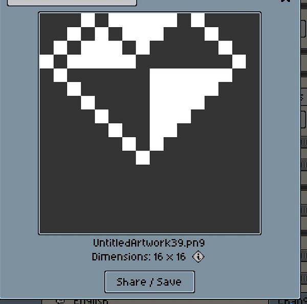 A pixel art heart design displayed in a graphic editing interface.