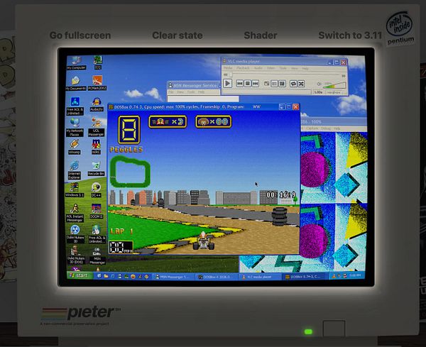 Screenshot of DOSBox-X running a DOS game in a Windows XP emulator, showing command line and emulation interface.