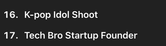 The image displays a list of tasks related to photo shoots.