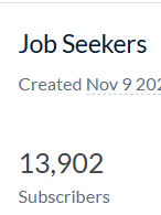The image displays a subscriber count for a newsletter aimed at job seekers.
