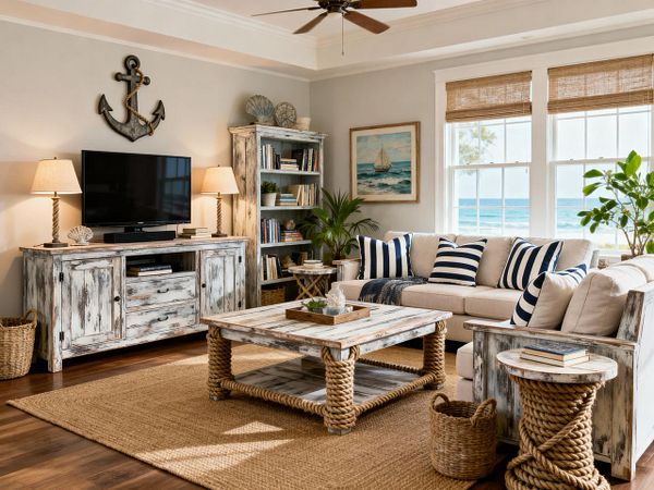 Interior view of a modern living space featuring a distinctive ceiling insert, a standing lamp, and minimalistic furnishings.