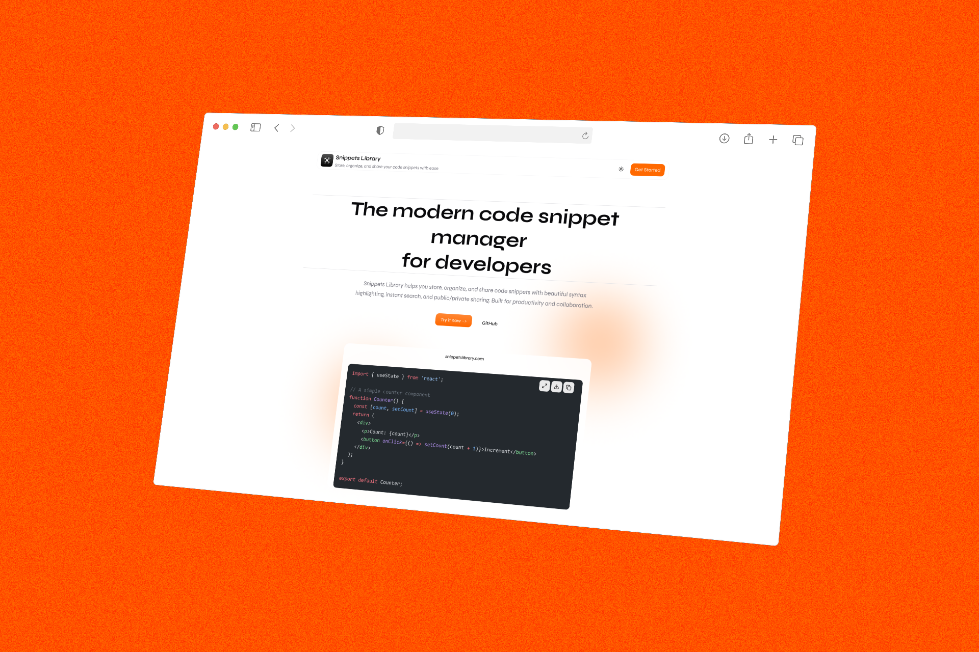 Snippets Library: Organize and share code snippets with