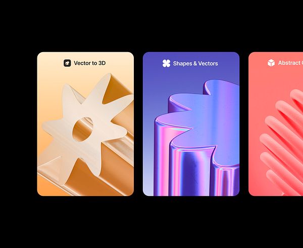 User interface displaying a monochrome card design with layered abstract shapes and typography on a laptop screen.