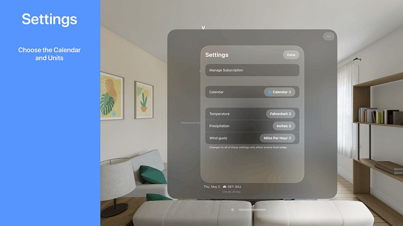 Screenshot of Weather Events - for Calendar