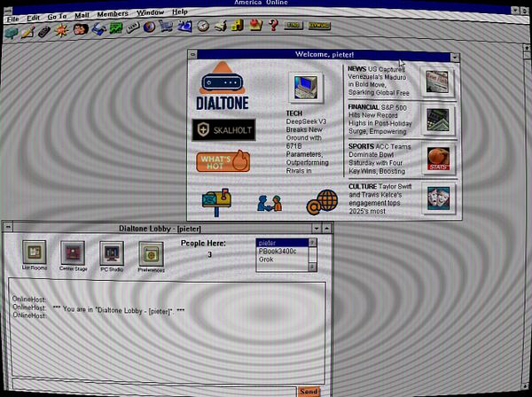 A computer screen displays a retro-style video game with a CRT-Pi shader effect simulating a 1995 VGA screen.