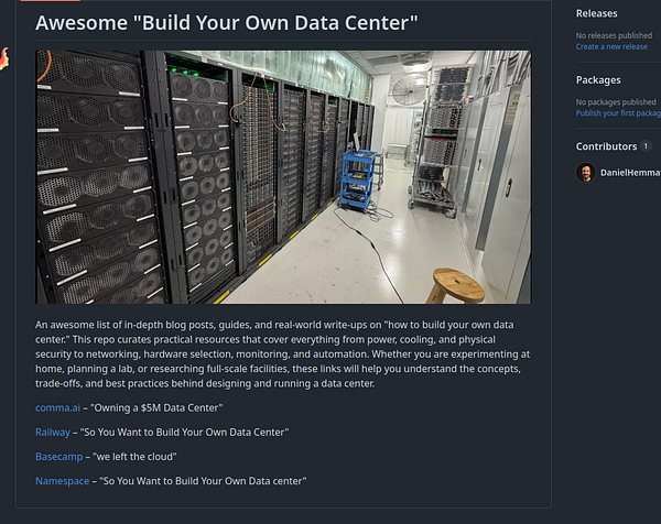 Diagram of a network and data center setup with labeled servers and connectivity details.