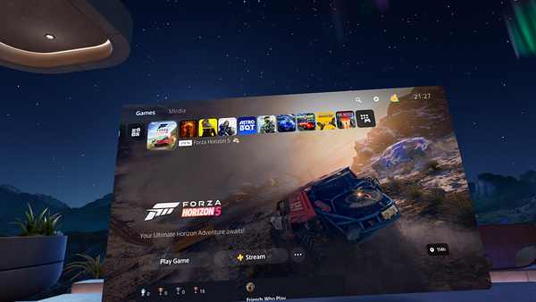 Colorful Asobi PlayTest game user interface on Meta Quest VR headset showing game elements and options.