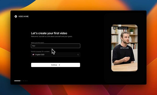 The image displays a user interface for creating a video, featuring a prompt for user input and a preview of a video.