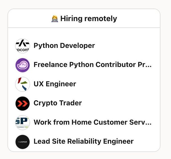 A list of remote job openings is displayed.