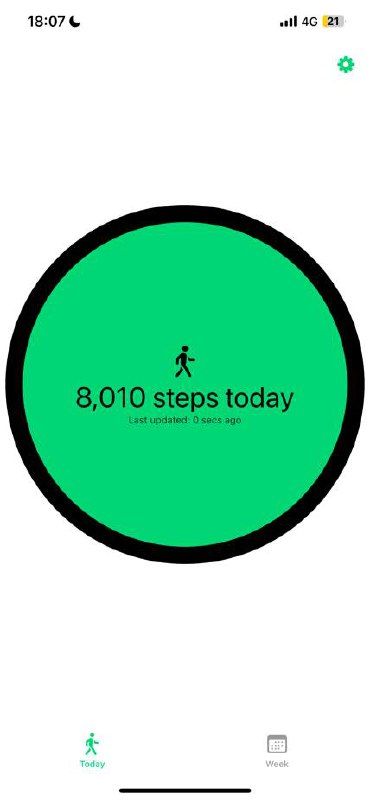 The image displays a step counter interface showing the number of steps taken today.