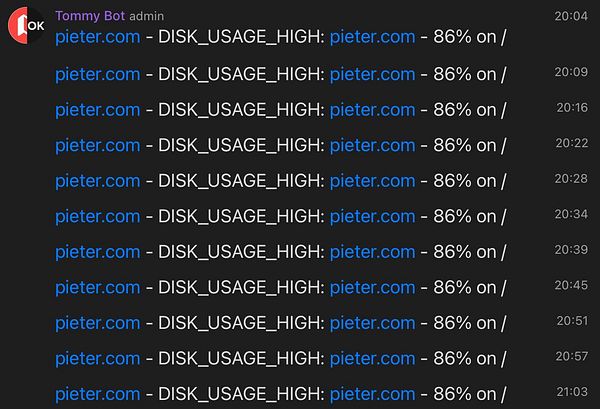 Screenshot of a file directory and terminal output showing large log files in the 'pieter.com' folder.