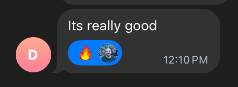 A chat message expressing positive feedback about a service.