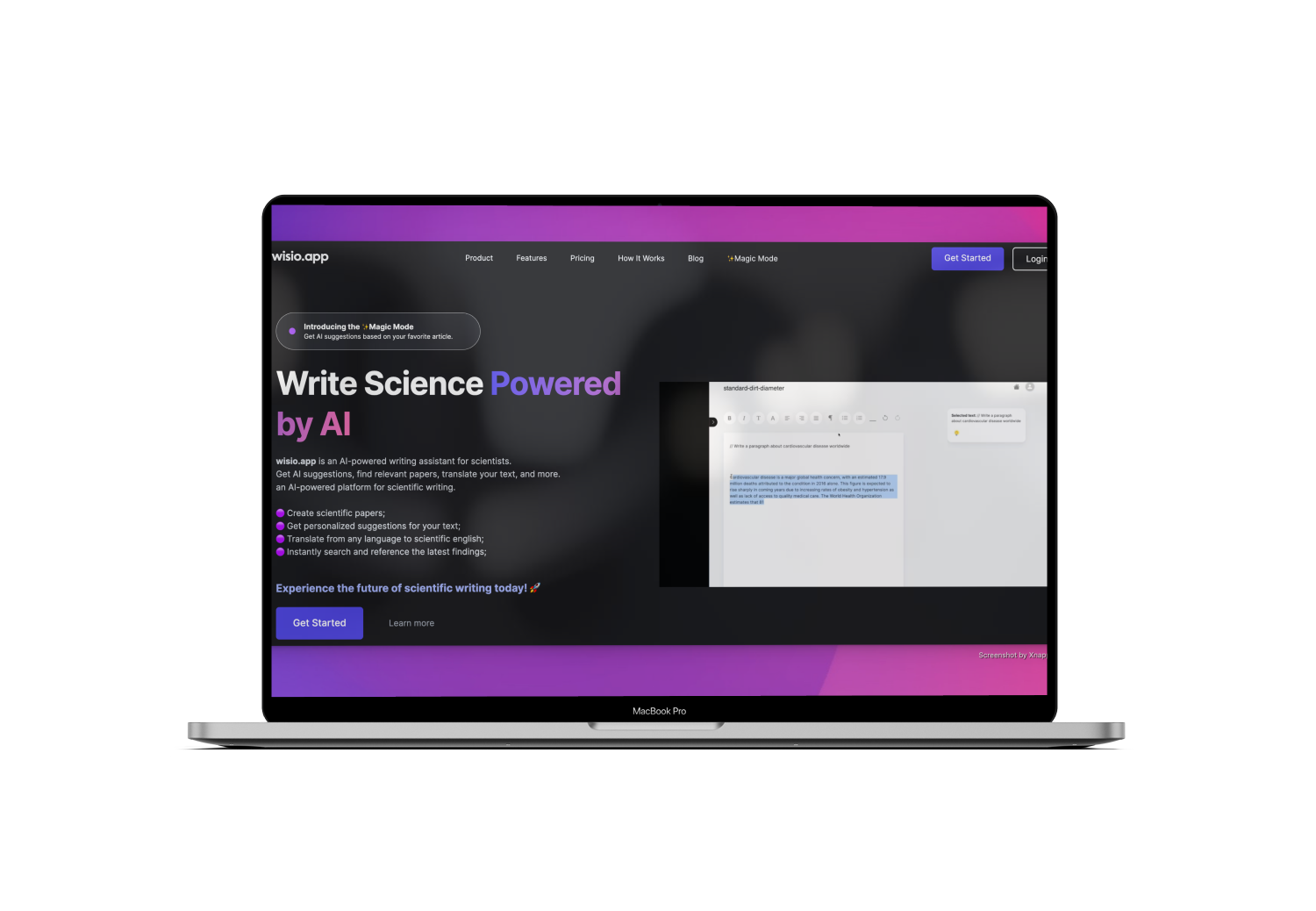 Wisio app Write Science Powered By AI BetaList