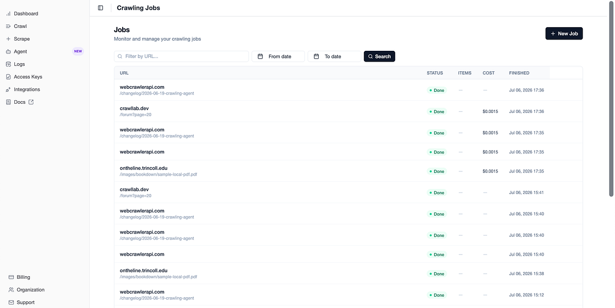 WebCrawler API