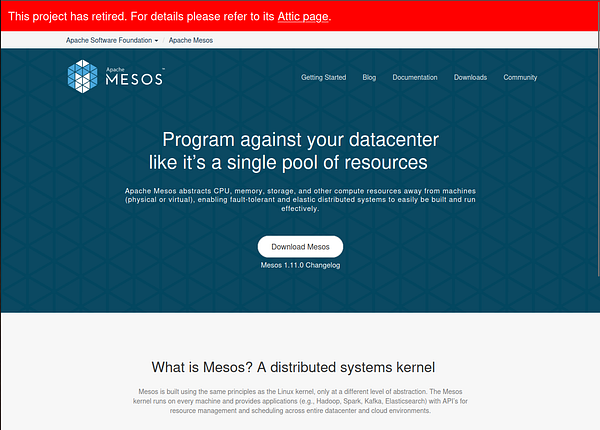 Screenshot of an Apache Mesos web interface showing a cluster's framework details and operation metrics.
