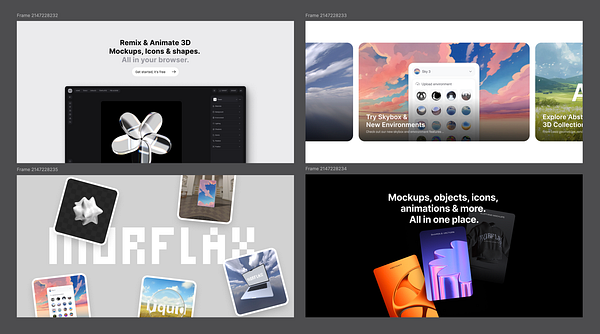 The image features a collage of design elements for a new landing page for Morflax Studio.