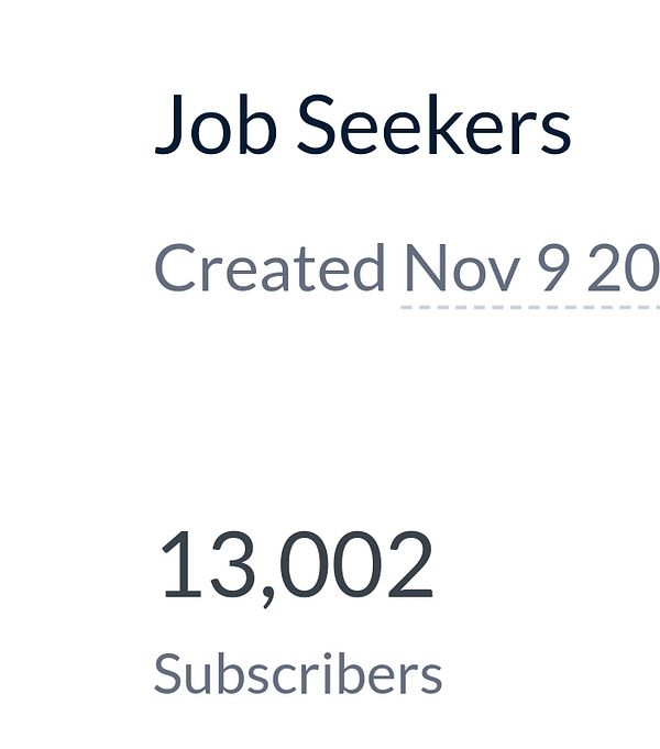 The image displays a subscriber count for a newsletter targeted at job seekers.