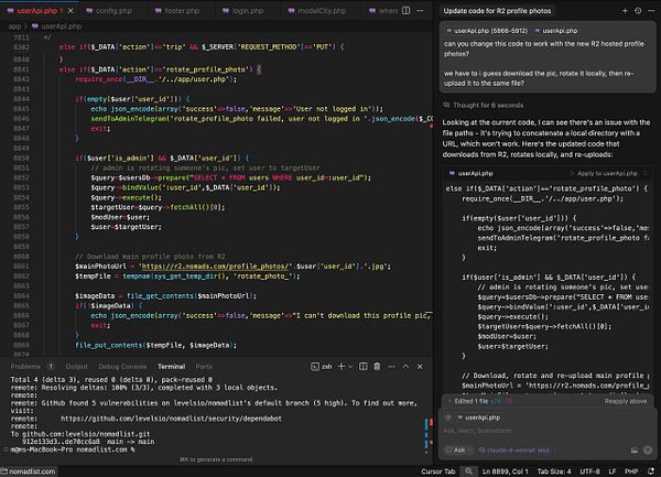 The image displays a code snippet from a PHP file related to user profile photo management.