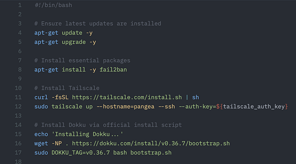 A bash script for automating the setup of Tailscale and Dokku.
