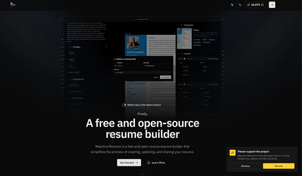 Screenshot of the RxResu.me homepage showcasing their resume-building service interface.