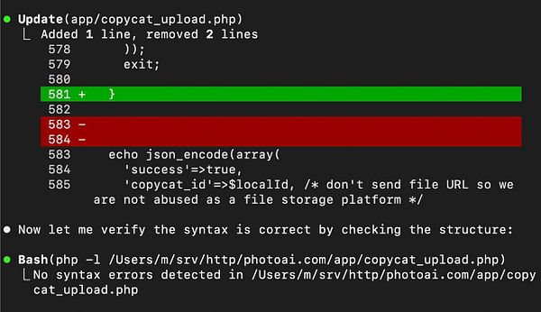 Screenshot of a photo editing webpage showing a split view of an original image and an edited version with color effects and user interface elements.