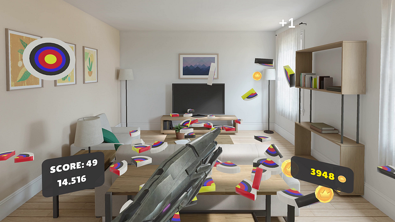 Screenshot of Laser Guns for Vision Pro