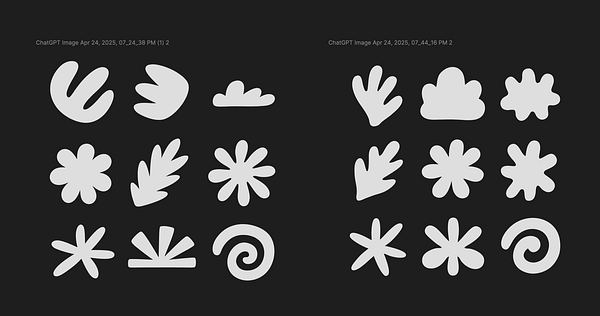 The image displays a grid of abstract shapes created for Morflax Studio.