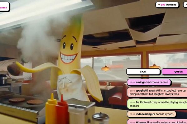 Screenshot of a webpage with repetitive banana images on multiple YouTube video thumbnails.