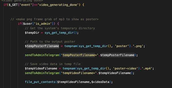 The image displays a code snippet related to video poster generation in a programming environment.