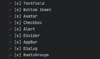 A checklist of UI components with completed tasks marked.