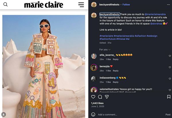 Website screenshot featuring the Marie Claire logo and text about photo ai art.
