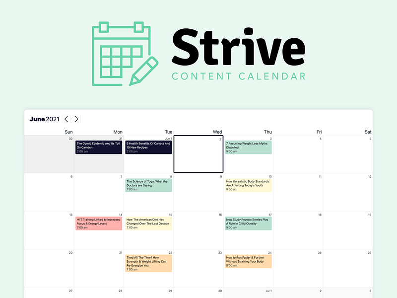Strive Content Calendar