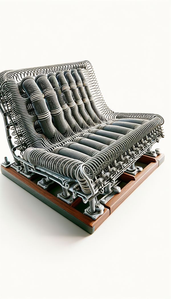 A close-up view of a drop-in spring unit, showing the interconnected springs mounted on a frame, ready to be inserted into a sofa's seating area.