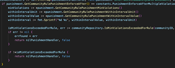 A code snippet related to bot implementation and SQL for filtered rules.