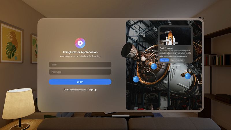 Screenshot of ThingLink for Apple Vision