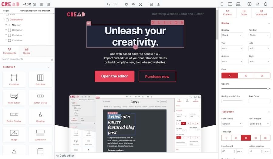 Cread Website Editor
