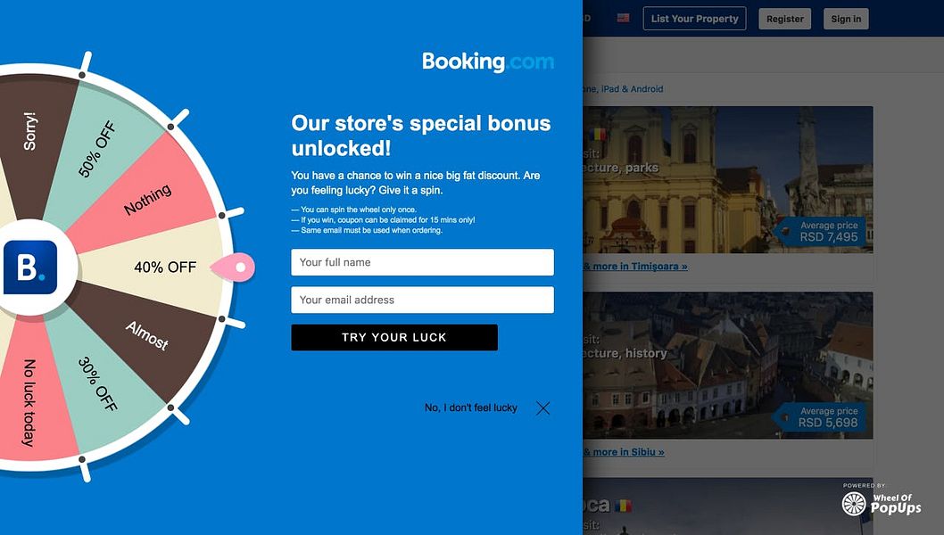 Wheel of Popups