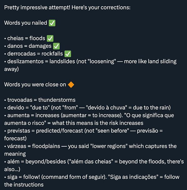 A screenshot of a Portuguese video showing a woman speaking with on-screen text and subtitles in English.