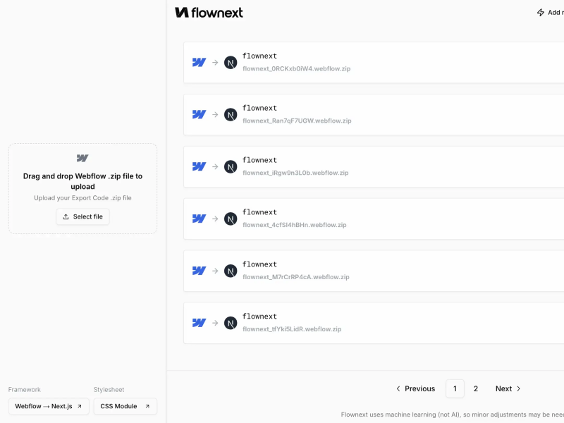 Flownext: Convert Webflow designs into Next.js applications | BetaList